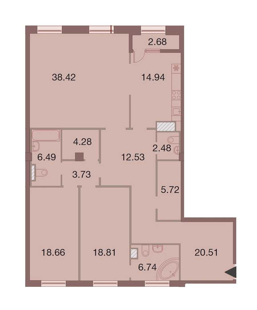 Трехкомнатная квартира в : площадь 154.65 м2 , этаж: 6 – купить в Санкт-Петербурге